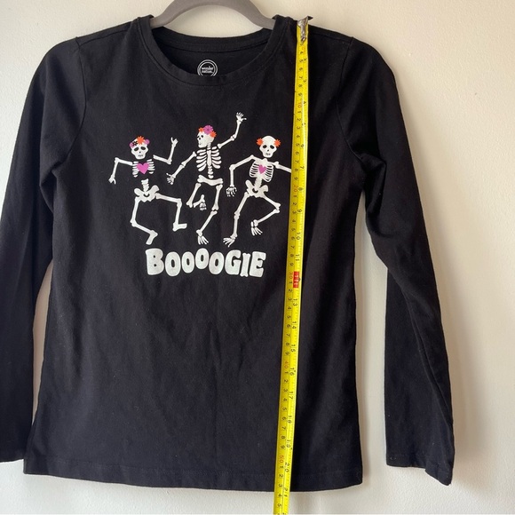 🌼 5/$25 Wonder Nation Halloween Skeleton Dance Graphic Tee Long Sleeve Black L - Picture 4 of 8